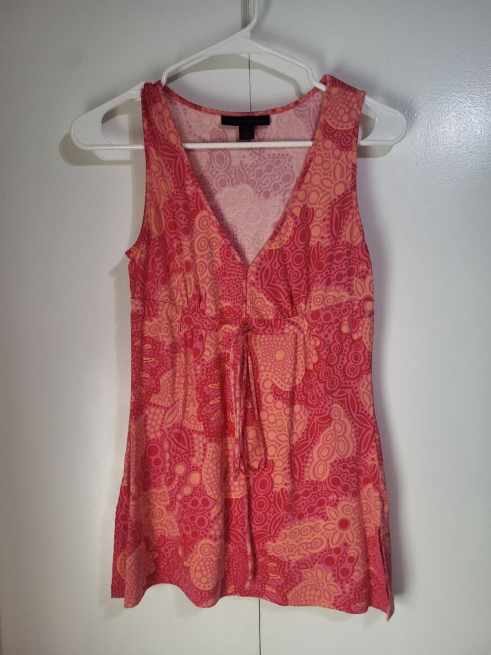 Y2K Babydoll Sleeveless Top Fairy Print Express Design Studio SZ S Silk Cotton